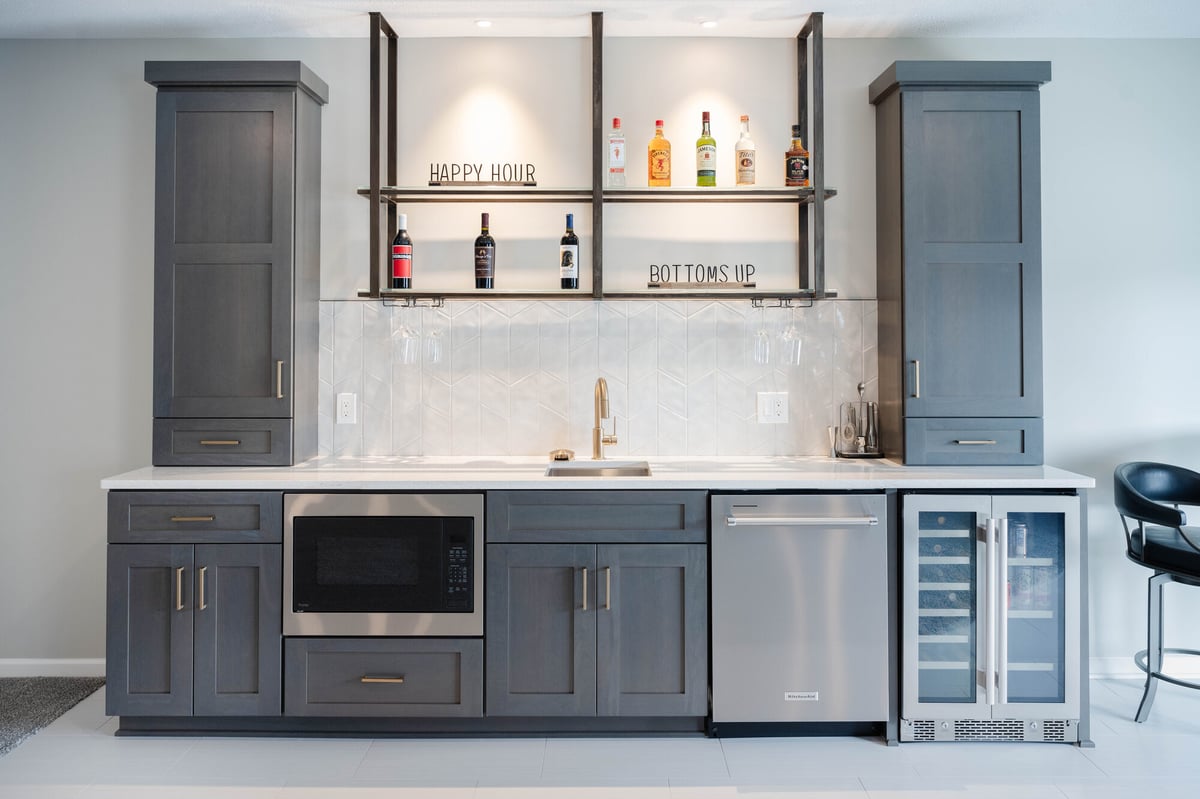 basement-wet-bar-with-open-shelving-and-wine-fridge-elkhorn-ne-optimized